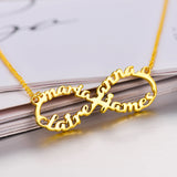 Copper/925 Sterling Silver Personalized  Infinity Name Necklace With 4 Names Adjustable 18”-20”