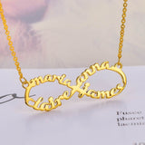Copper/925 Sterling Silver Personalized  Infinity Name Necklace With 4 Names Adjustable 18”-20”