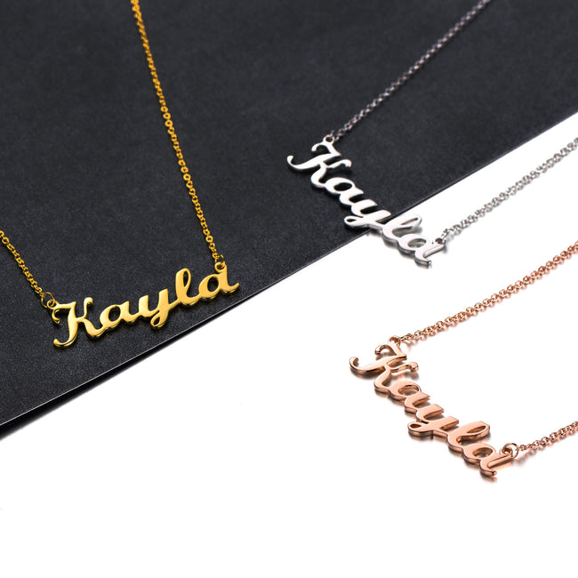 Kayla - Copper/925 Sterling silver Personalized Any Name Choker Necklace Adjustable 18”-20” Yellow Gold Plated