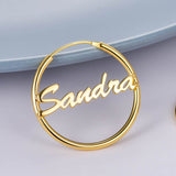 Copper Personalized Simple Hoop Name Earrings
