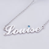 Louise - Copper/925 Sterling Silver/10K/14K/18K Personalized Name Necklace with Birthstone  Adjustable 18”-20”
