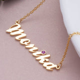 Monika - 925 Sterling Silver Personalized Crystal Classic Name Necklace Adjustable Chain 16”-20”