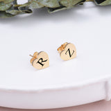 Copper/925 Sterling Silver Personalized Engraved Hearts Stud Earrings