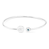 925 Sterling Silver Personalized Engravable Birthstone Signet Cuff Bracelet