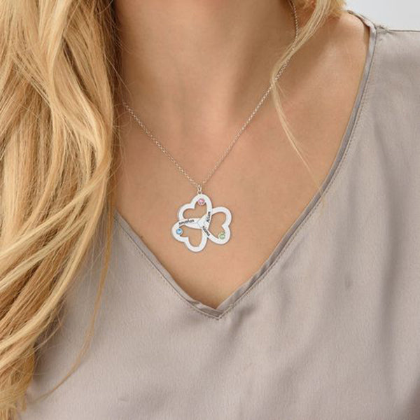 Copper/925 Sterling Silver Personalized Triple Heart Necklace