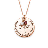Copper/925 Sterling Silver Personalized Birthstone And Pearl Family Tree Necklace Adjustable 16-20"