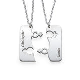 925 Sterling Silver Personalized Engraved His and Hers Necklace for Couples Adjustable 16-20"