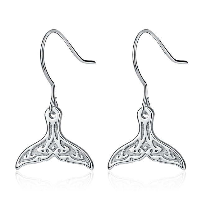 925 Sterling Silver Fish Tail Shape Drop earrings