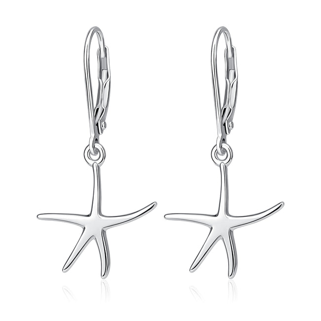 925 Sterling Silver Lucky Starfish Drop Earrings