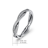 925 Sterling Silver Sparkling Knot Ring Love Ring Wedding Ring for New Couple