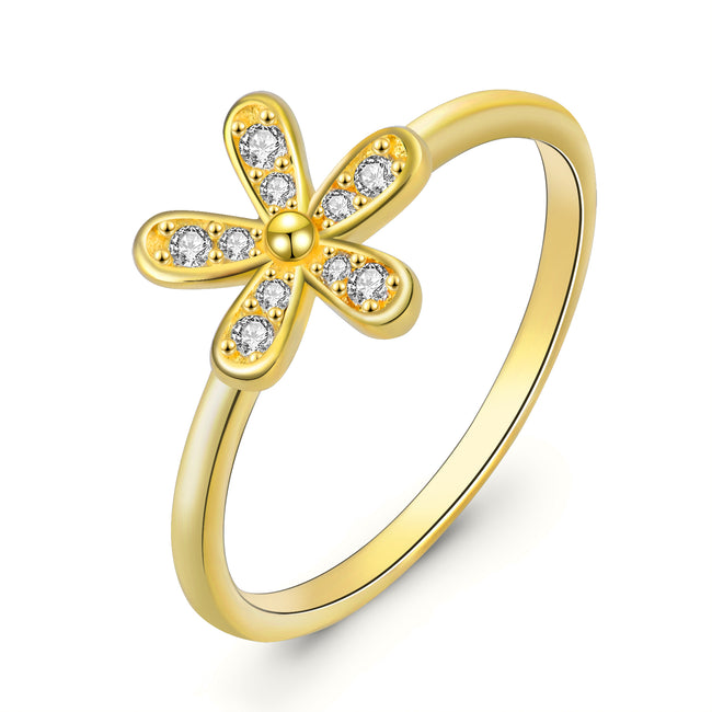 925 Sterling Silver Flower Jewelry Ring for Girls and Woman