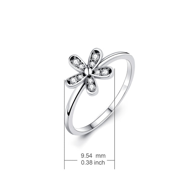925 Sterling Silver Flower Jewelry Ring for Girls and Woman