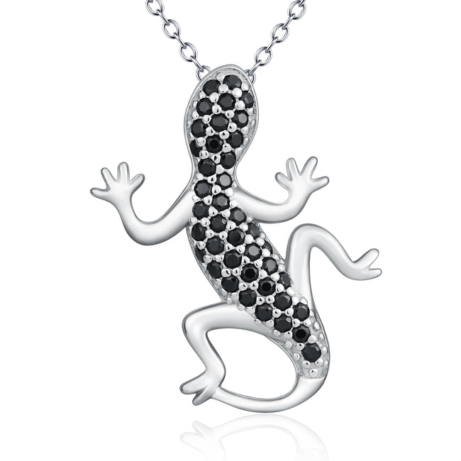 925 Sterling Silver Gecko Lizard Chameleon Rolo Chain Jewelry Necklace