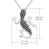 925 Sterling Silver Gecko Lizard Chameleon Rolo Chain Jewelry Necklace