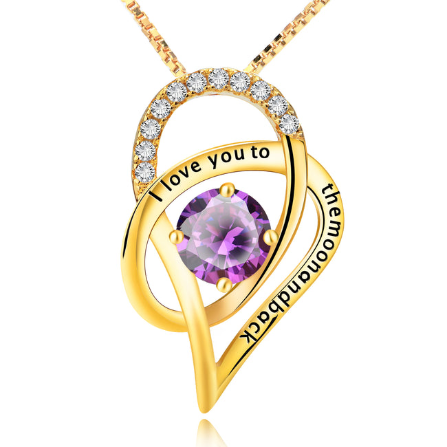 YAFEINI I Love You to The Moon and Back Love Heart Pendant Necklace Best Mother's Day Gift