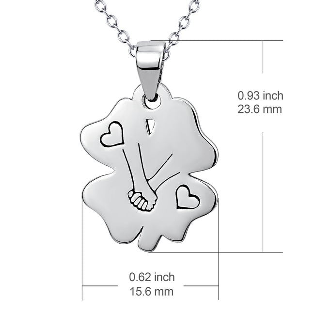 “I Love You Every Step of the Way" 925 Sterling Silver Lucky Clover Love Necklace for New Couples