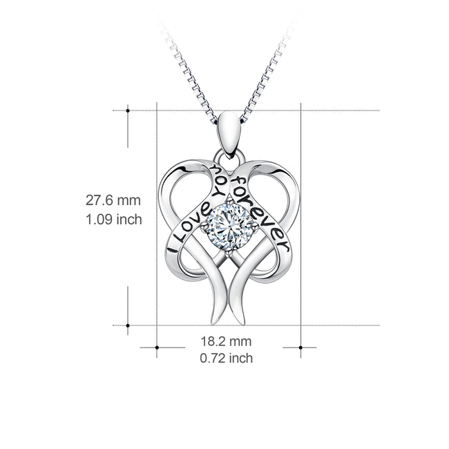 "I Love You Forever" 925 Sterling Silver Celtic Knot Love Jewelry Necklace