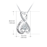 "Love Mom" 925 Sterling Silver Heart Knot Double Heart Put You In My Heart Jewelry Necklace