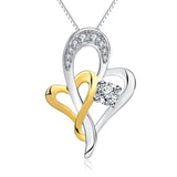 Stay Together Forever -925 Sterling Silver Love Heart Jewelry Necklace