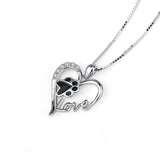 925 Sterling Silver Love Heart Foot Jewelry Necklace