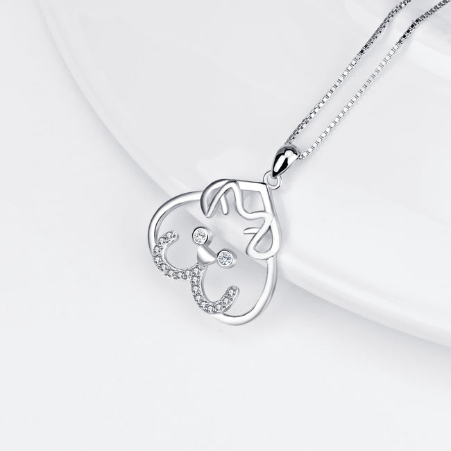 925 Sterling Silver Lovely Bear Smile Pendant With Chain Necklace