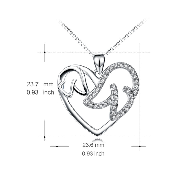 LoveHeart -925 Sterling Silver Charm Pendant with Chain for Women Daughter Girlfriend Jewelry Necklace