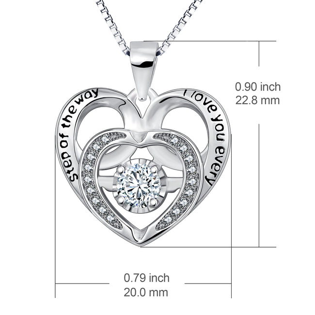 925 Sterling Silver Double Heart Charm Jewelry Necklace  for Girlfriend Women