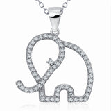 925 Sterling Silver Elephant Charm Pendant with Chain Good Luck Jewelry Necklace