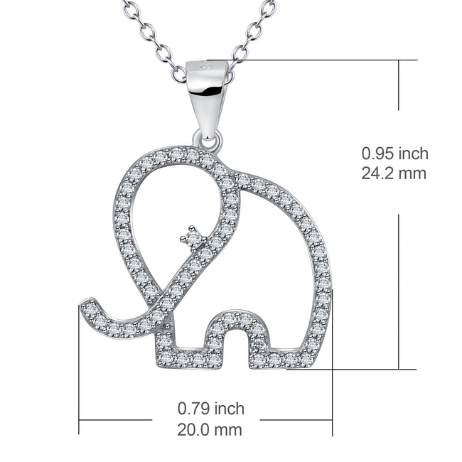 925 Sterling Silver Elephant Charm Pendant with Chain Good Luck Jewelry Necklace