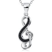 925 Sterling Silver Music Note Charm Pendant with Chain Music Jewelry Necklace
