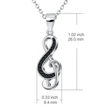 925 Sterling Silver Music Note Charm Pendant with Chain Music Jewelry Necklace