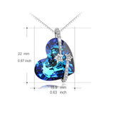 925 Sterling Silver Love Heart Blue Heart Crystals Shinning Star Necklace