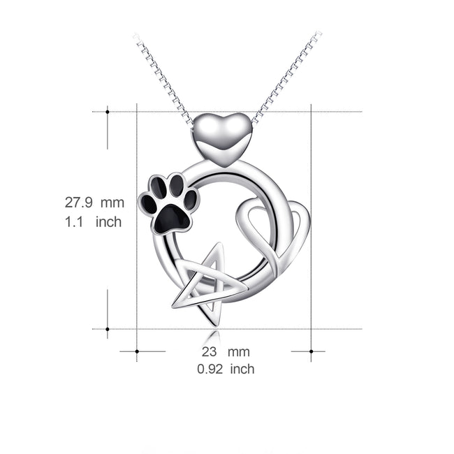 925 Sterling Silver Cat Claw Stars Heart Love Good Luck Charm Pendant Jewelry Necklace