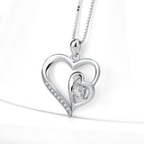 925 Sterling Silver Charm Pendant with Chain Heart By Heart Love Jewelry Shinning Zircon