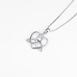 925 Sterling Silver Heart Knot for Women Daughter Girlfriend Jewelry Necklace