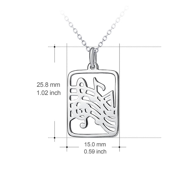 925 Sterling Silver Music Note Sea Wave Beach Charm Pendant with Chain