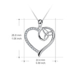 925 Sterling Silver Heart Knot Charm Pendant with Chain Shinning Zircon Jewelry Necklace