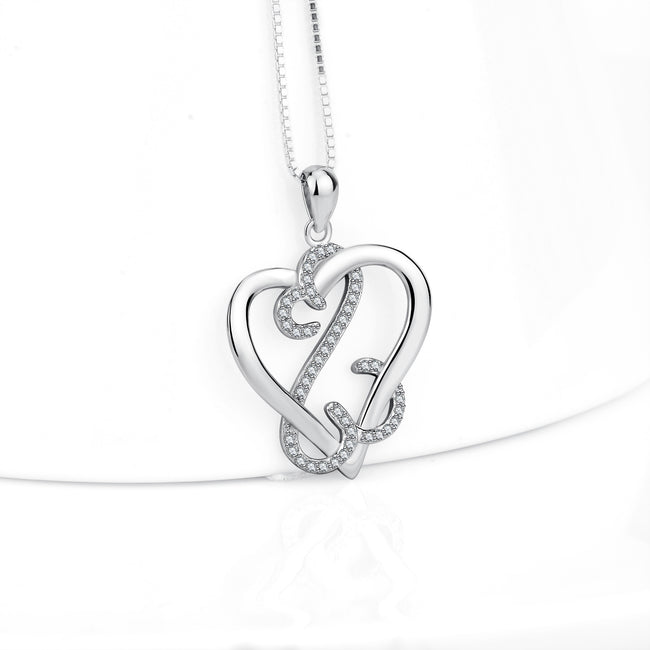 925 Sterling Silver Heart Love Knot Charm Pendant with Chain for Women Daughter Girlfriend Jewelry Necklace