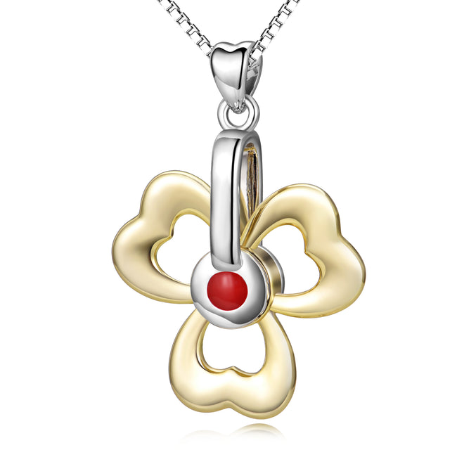 925 Sterling Silver Lucky Grass Good Luck Necklace For Women Girls
