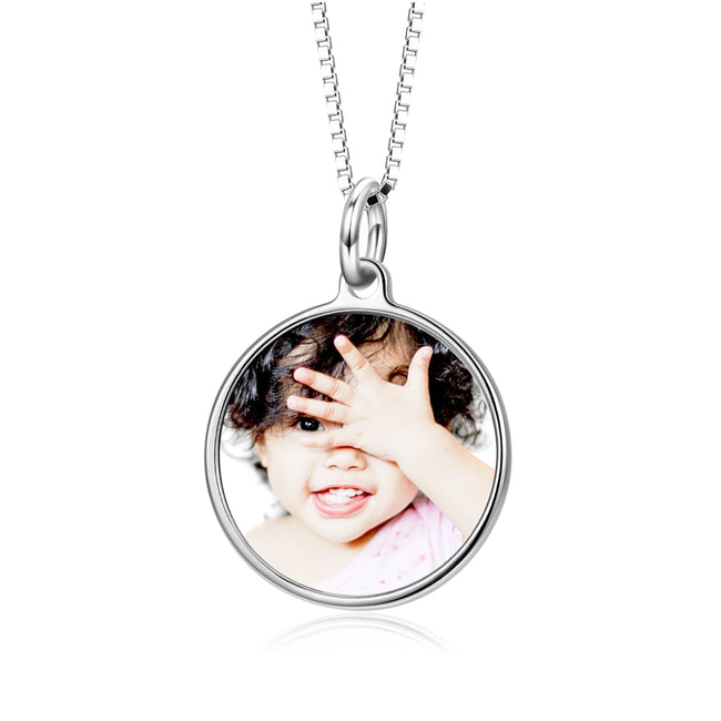 925 Sterling Silver Lovely Baby Color Photo Fashion Jewelry Necklace