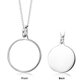 Personalized Color Photo with Name/Text in Round Pendant Necklace Adjustable 16”-20” in 14K Gold