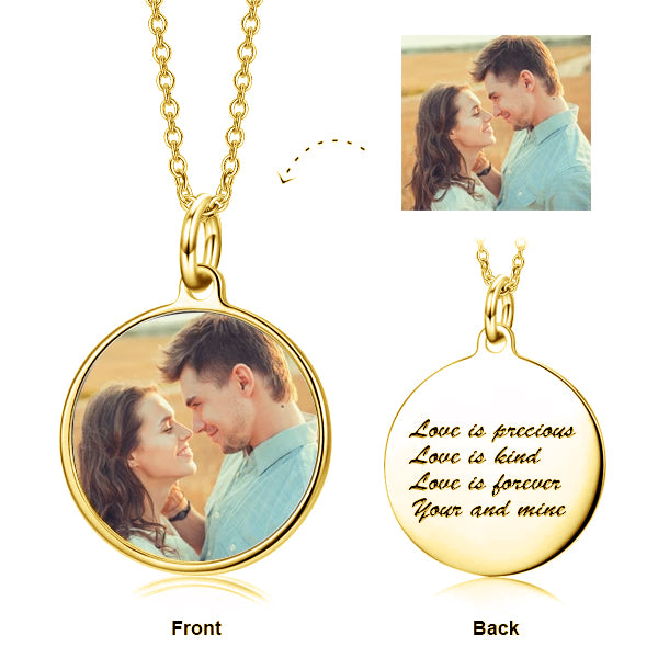 We're Meant For Each Other -  Copper/925 Sterling Silver Personalized Color Photo &Text Necklace