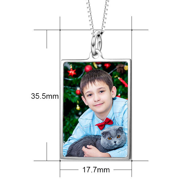 Personalized Color Photo&Text Dogtags Necklace Adjustable 16”-20” in Sterling Silver
