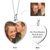 14K Gold Personalized Color Photo and Engraved in Love Heart Pendant Necklace Adjustable 16”-20”