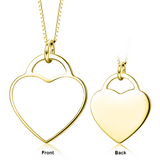 14K Gold Customize Your Color Photo&Text in Love Heart Pendant Necklace