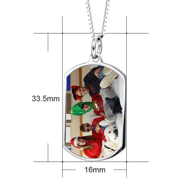 Personalized Color Photo Necklace Adjustable 16”-20” in Sterling Silver