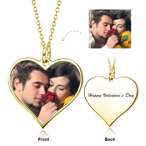 I Must Have You -10K/14K Gold Personalized Color Photo&Text Necklace Adjustable Chain-White Gold/Yellow Gold/Rose Gold