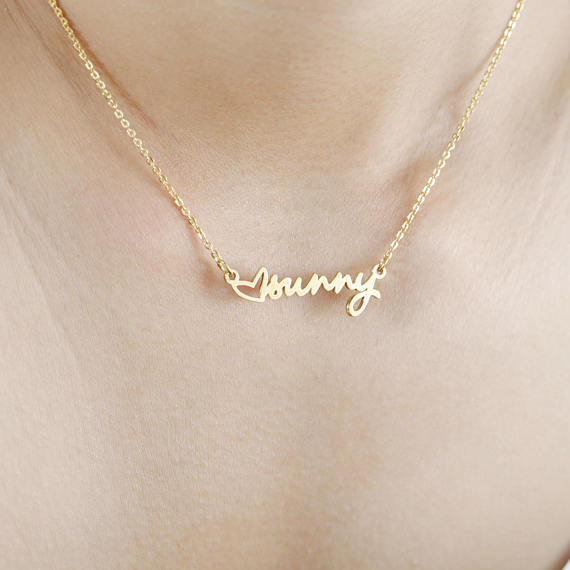 ♡sunny - Loving You-Copper/925 Sterling Silver Personalized Heart Name Necklace Adjustable 16”-20”