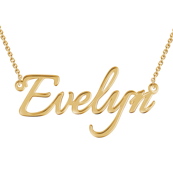 "Evelyn"Style 14K Gold Personalized Name Necklace Adjustable 16”-20”- White Gold /Yellow Gold/Rose Gold