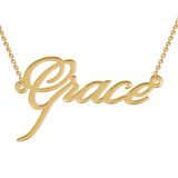 "Grace" Style 14k Gold Personalized Name Necklace Adjustable 16”-20”-White Gold/Yellow Gold/Rose Gold